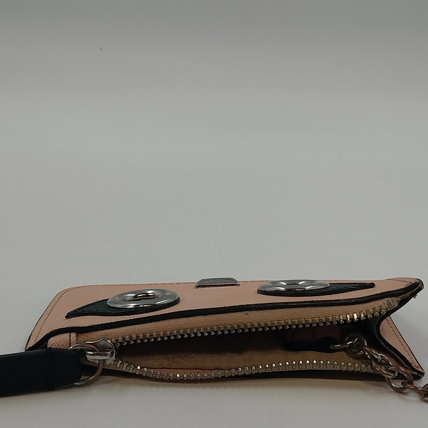 Calvin Klein Pink Blush Saffiano Leather Robot Face Key Ring Coin Purse