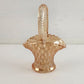 Small Peach Colored Brides Basket Carnival Depression Glass Applied Handle 6"h