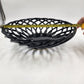 Black Lattice Glazed Ironstone Bread Fruit Bowl Basket Palermo by Artimino 13"d