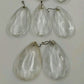 Set of 5 Almond Shaped Prisms Clear Crystal Glass 1.5" with Wire Connectors Vtg