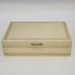 Jewelry Trinket Box Cream Gold Filigree Red Velvet Satin Lift Out Tray 12.5" Vtg