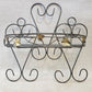 Ornamental Gray Wire Wall Shelf Basket Leaf Pattern Metal Storage