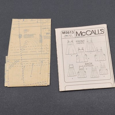 McCall's M5613 Sewing Easy Pattern 2008 Uncut Children's Girl Dress Size CCE 3-6