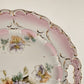 Bavarian 11" Pink White Serving Plate Handle Floral Embossed Scalloped Gold Gilt