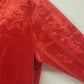 Red Long Sleeve Velour Fitted Blazer With Etched Floral Pattern Size Large Vtg