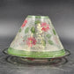 Yankee Candle Shade & Underplate Large Jar Crackle Glass Pink Flower Green Vines