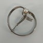 Sterling Silver Circle Brooch Faux Pearl Modernist Pin .925 Polished 1.5"
