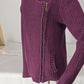 Ruff Hewn Lg Purple Cardigan Sweater Polycotton Knit Pockets Offset Zipper Front