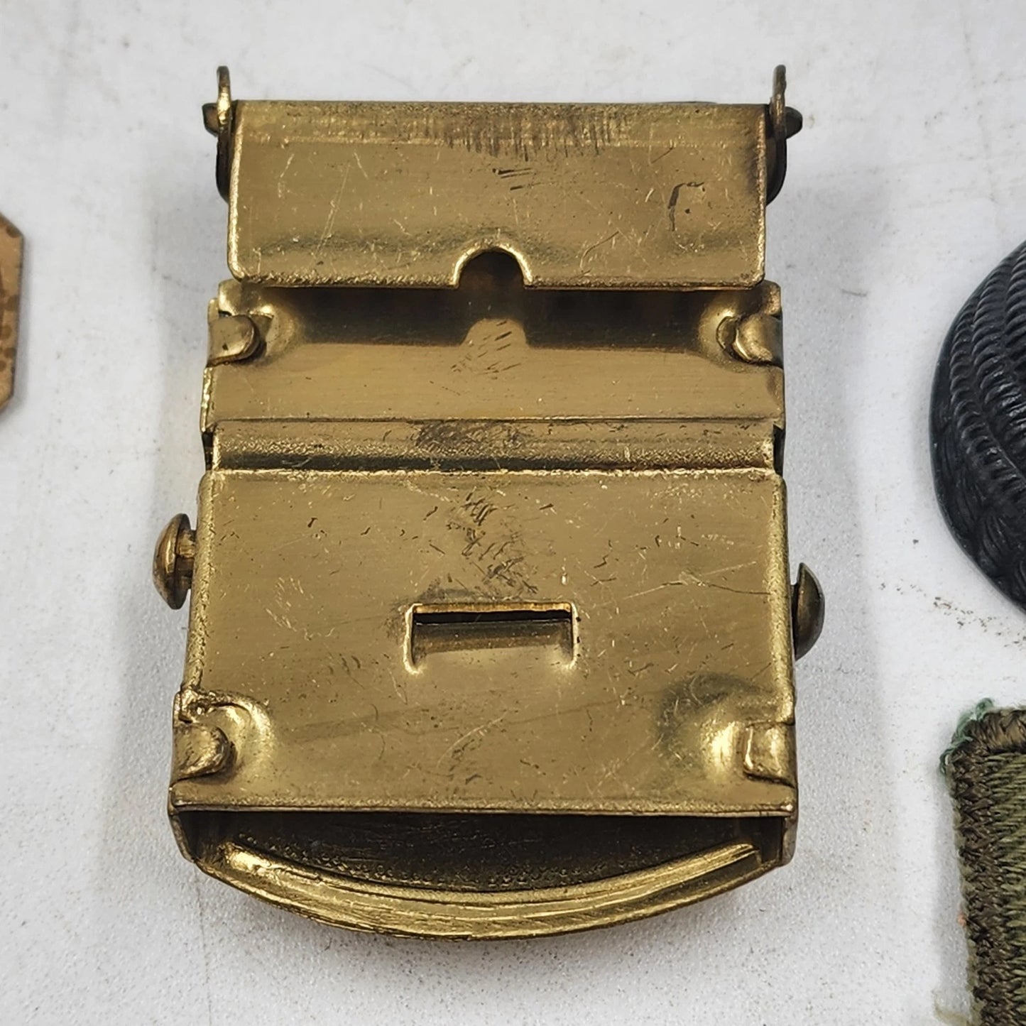Boy Scout Lot Brass Belt Buckles Neckerchief Slides Bugle Patch Bookmark BSA Vtg