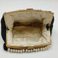 Black French Evening Clutch Bag Wrist Strap French Knot Embroidered Pearls 1930s