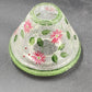 Yankee Candle Shade & Underplate Large Jar Crackle Glass Pink Flower Green Vines