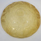Amber Glass Serving Bowl Embossed Fern Leaf Pattern Scalloped Rim 13" Vintage
