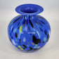 Vetrai Italian Glass Vase Blue Stretch Confetti Hand Blown Centerpiece