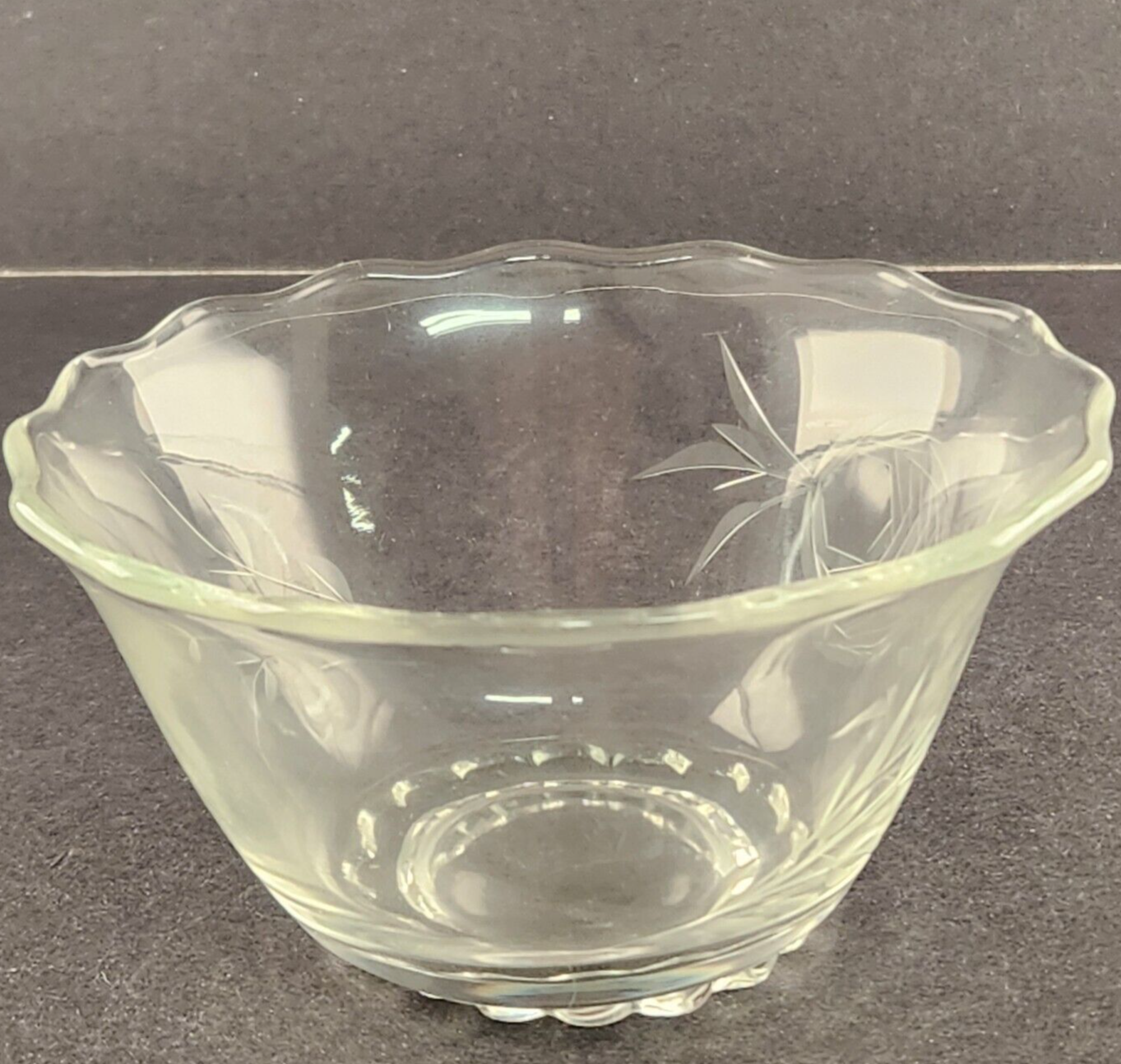 American Cut Elegant Glass Rose Cabbage Mayonnaise Bowl Liner Clear Vintage