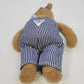OshKosh B'gosh Teddy Bear Stuffed Plush Hickory Stripe Overalls 12" Vintage 1987