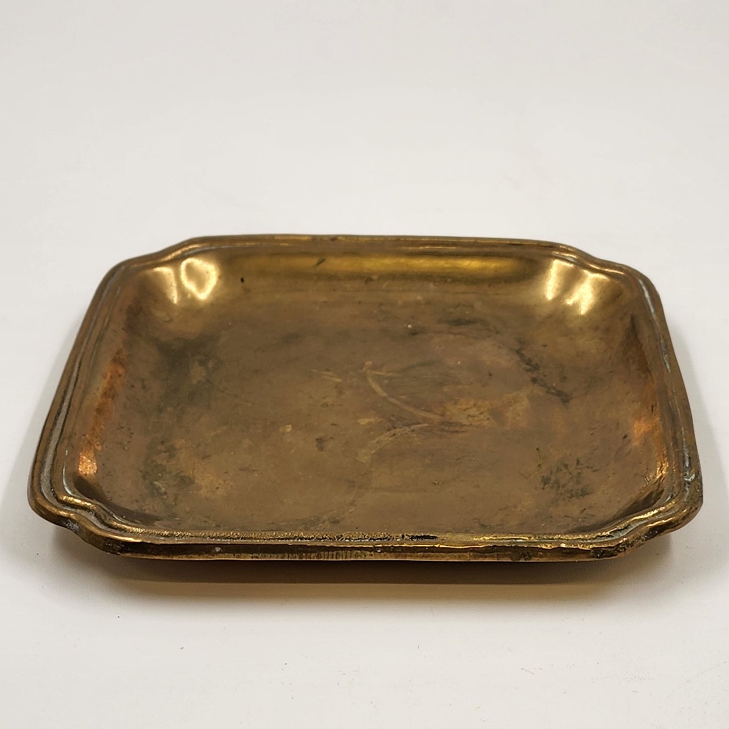 Italian Square Serving Wall Gold Plate Solid Cast Brass 6" with Double Rim Edge