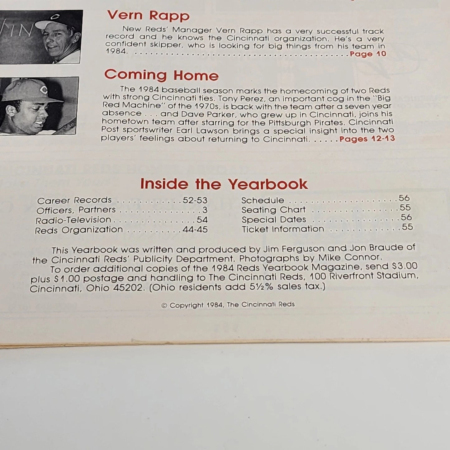 Cincinnati Reds 1984 MLB Yearbook 18 Cards 2nd Edition