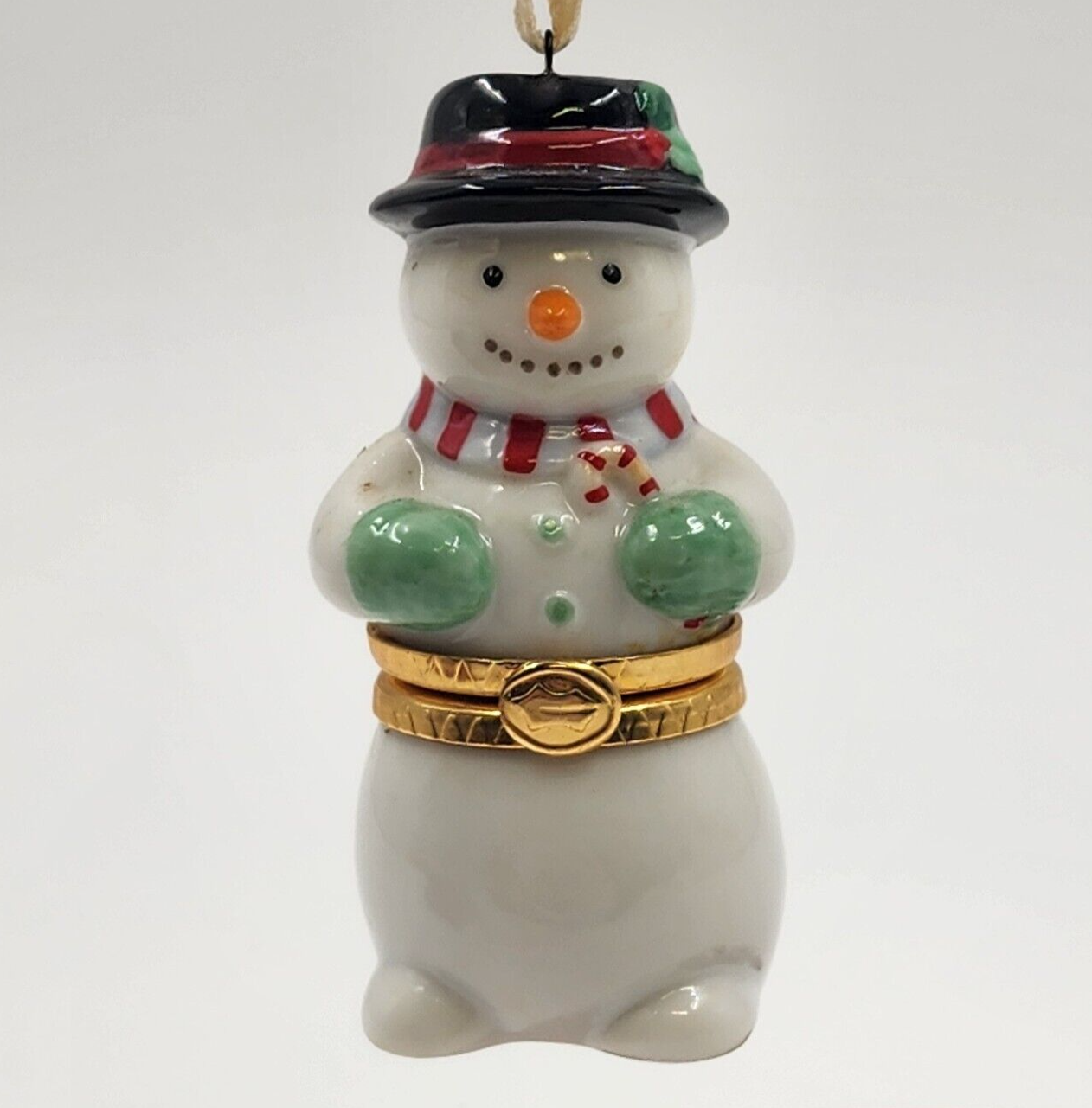 Hallmark Keepsake 1997 Christmas Ornament Porcelain Snowman Hinged Box Vintage