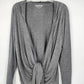 Attention Women’s L/G Gray Hooded Tie Front Cardigan Lightweight Draped