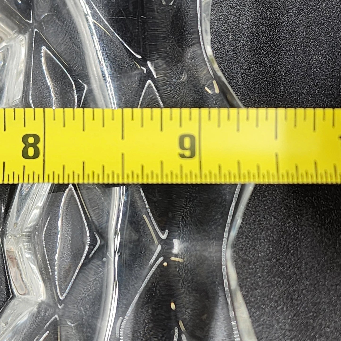 2 Fostoria American Clear Dinner Plates 9.5" Cubist Design Pressed Glass Vintage