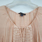 Zac and Rachel Peach Lace Blouse Boho Tie Neck Women Medium