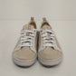 Keds Canvas Sneakers Women Size 8.5 Tan Plum Lace Up Ticking Stripe Casual Shoes