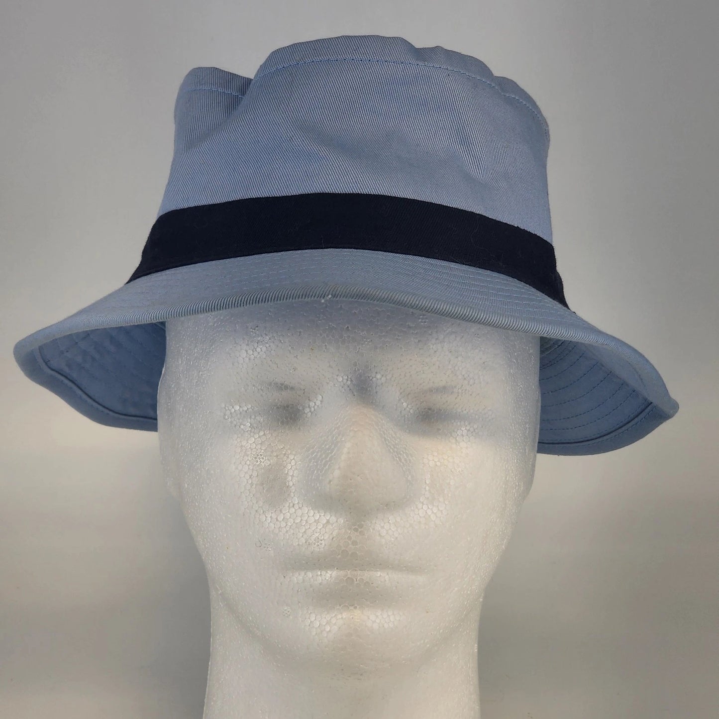 The Cap 2-Tone Cotton Twill Bucket Hat Light Blue Navy Hat Band S-M Summer Cap