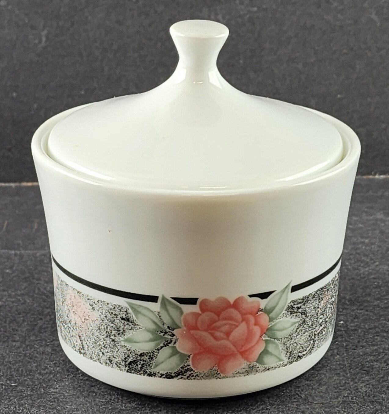 Corning Ware Sugar Bowl & Lid Silk and Roses Pattern 81-TY Microwaveable USA