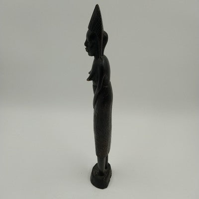 African Kenya Woman Makonde Tribe Hand Carved Ebony Wood Sculpture Figurine 15"