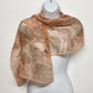 Peach Nylon Neck Scarf Sheer Floral Leaves Print 40"x15" Finished Edge Vintage
