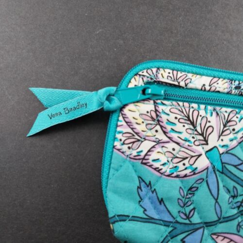 Wristlet Block Wallet Zip Vera Bradley Peacock Garden Blue Wrist Strap 7.5 RFID