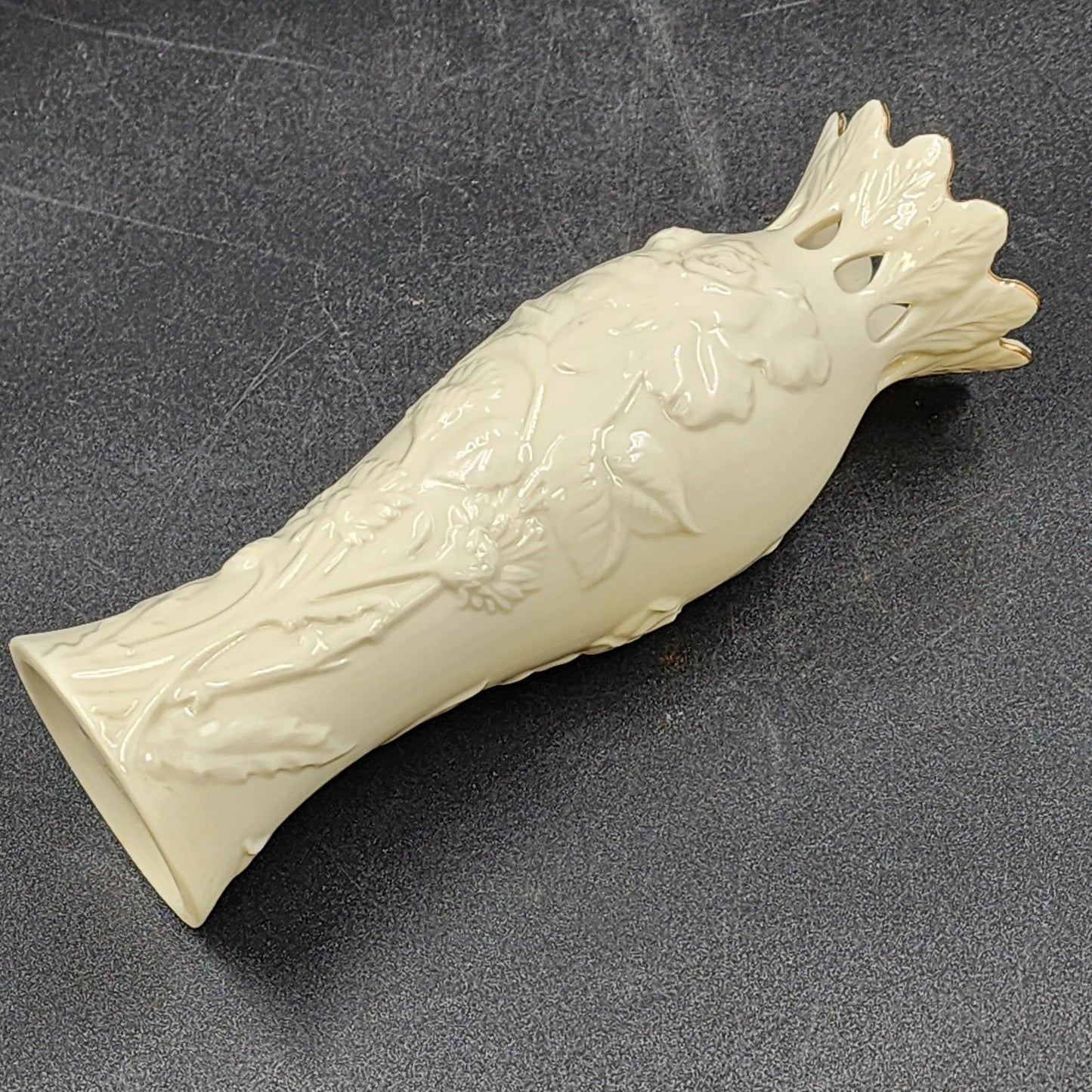 Lenox 8" Bud Vase Breast Cancer Awareness Tea Rose Cream China Gold Trim Floral