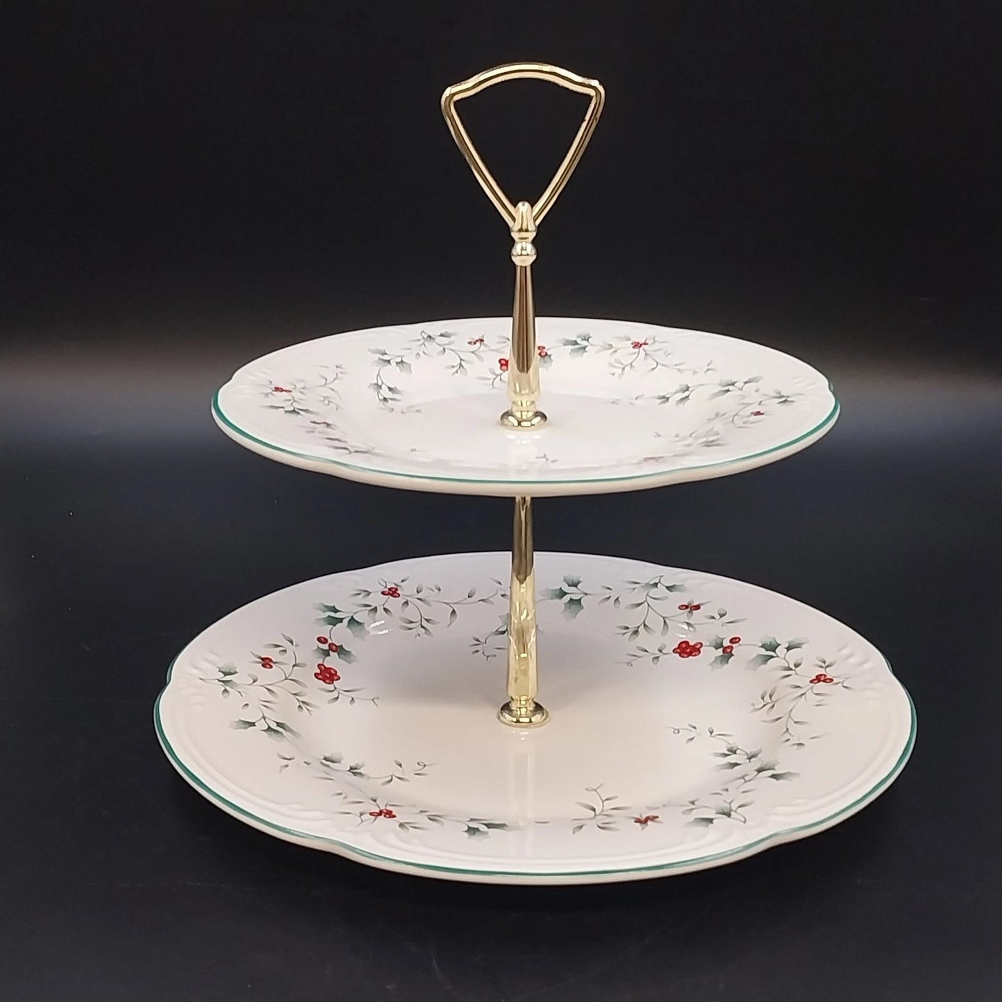 Pfaltzgraff Winterberry Pattern Two Tier Serving Tray 10.5" Stoneware USA