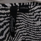 Essentials by Milano Zebra Print Pleated Blouse Women's M 3/4 Sleeve Front Tie