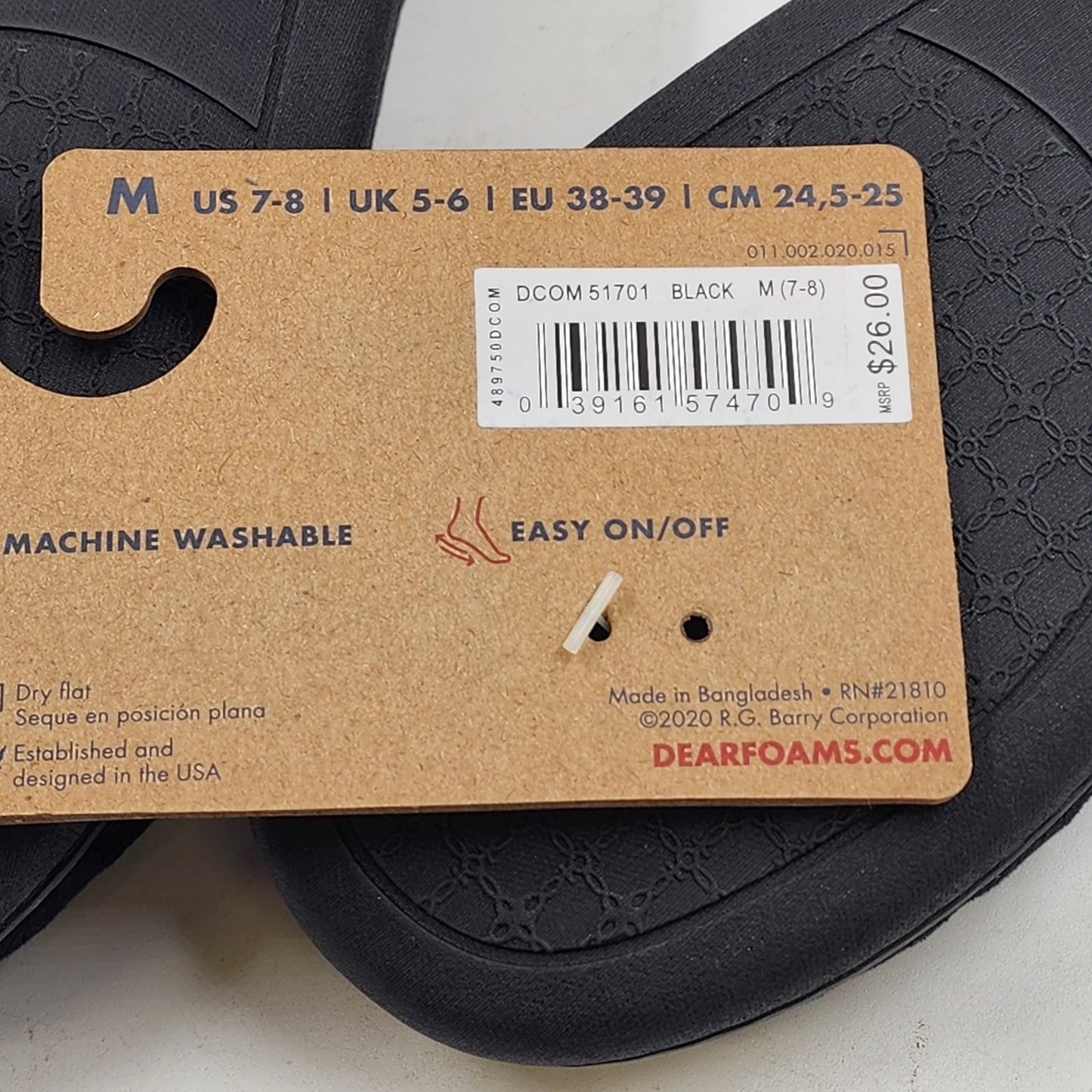 Dearfoams Women's Rebecca Slippers Medium Microfiber Velour Closed Back Black