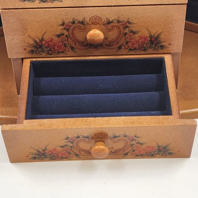 Linden Musical Jewelry Box Clock Giuseppe Studio 100 Vintage 11" x 6" x 13"h NOS
