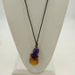 3 Beaded Necklaces Multicolor Seed Bead Suede Cord Amber Pendant