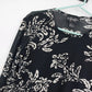 Requirements Women's Floral Stretch Long Sleeve Top Black White Size M Casual
