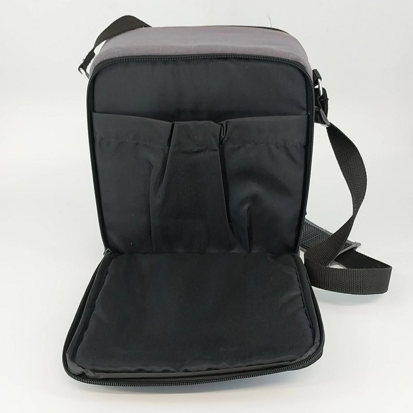Gray Camera Bag Shoulder Carry Case 3 Compartments Adjustable Strap 8x4x9.5"