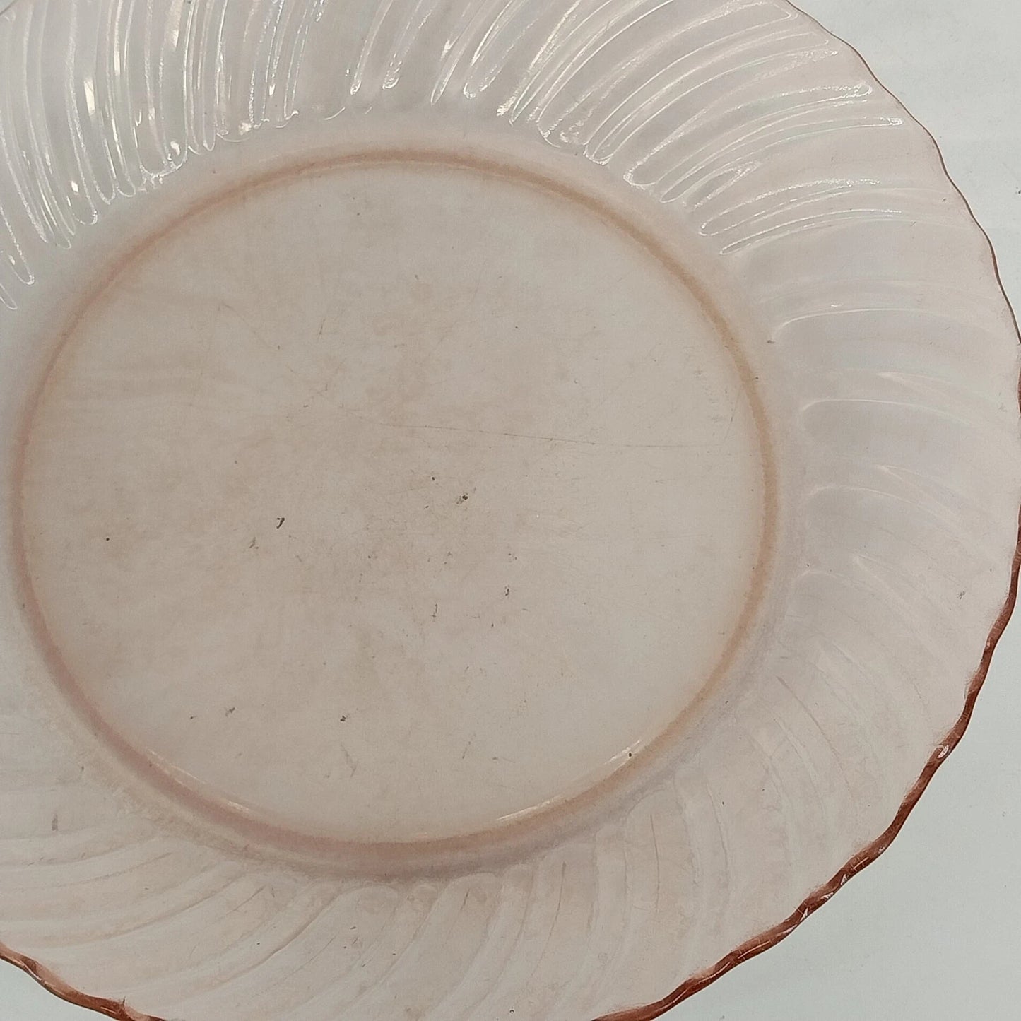 Fortecrisa Pink Swirl Ribbed Glass Coupe Soup Bowl 8.5” MCM Tableware Mexico Vtg