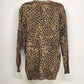 Nina Charles Women's Medium Leopard Print Wool Sweater Brown Animal Print Top