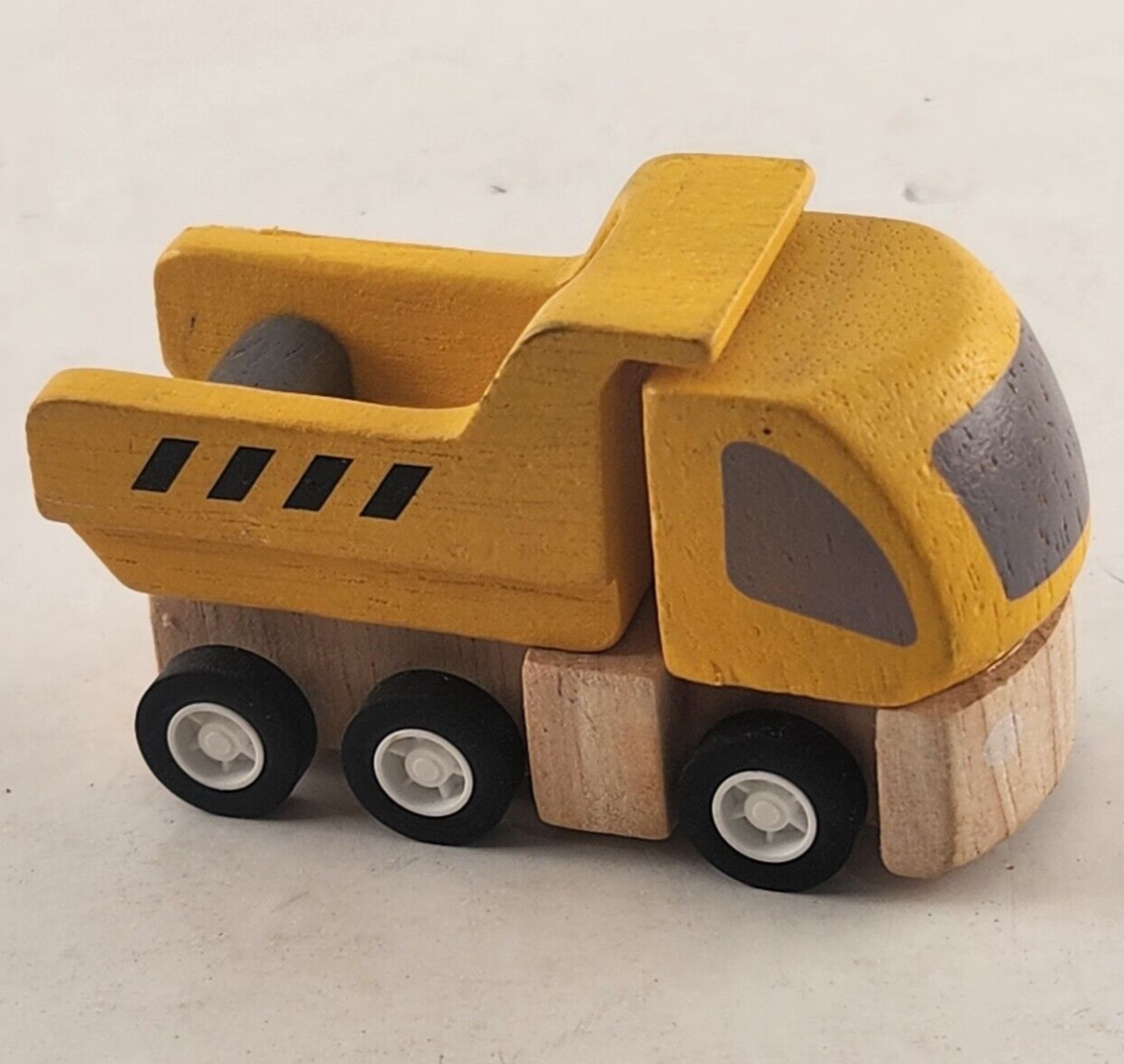 3 Plan City Wooden Toy Trucks Cement Dump and Crane Trucks 3" Long Rubber Tires