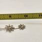 Silver Tone Chain Rhinestone Starburst Flower Pendant 10" Long Necklace Lobster