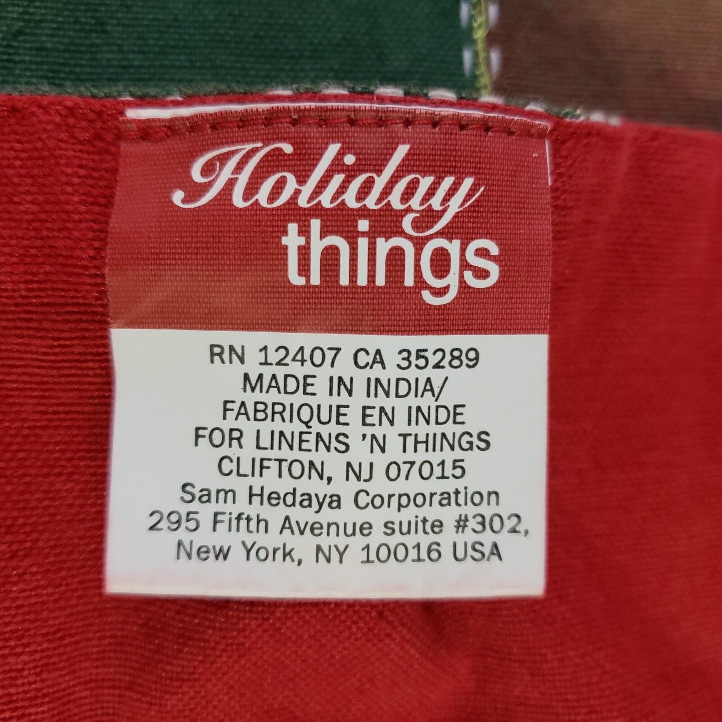 Sam Hedaya Red Green Plaid Table Runner 13x72 Gold Stitch