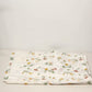 White Twin Size Flat Top Sheet Coverlet Red Yellow Floral & Butterflies Motif