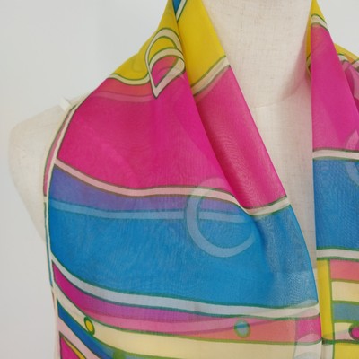 Abstract Design Women's Scarf Multicolor Chiffon Rectangle Neck Warmer 16" x 45"