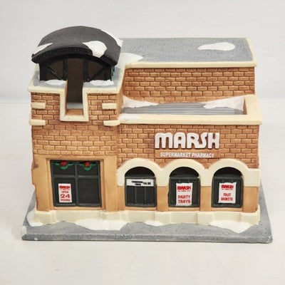 Christmas Village Ceramic Collectable Marsh Supermarket Pharmacy Vtg NO CORD