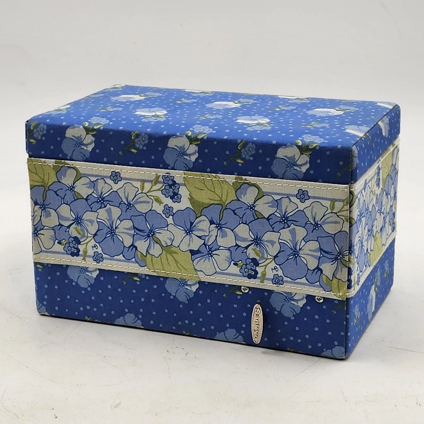 Marjolein Bastin Hobby Gift Denim & Daisies Fabric Sewing/Jewelry Craft Box Vtg