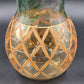 Romanian Vase Clear Crystal Hand Painted Art Glass Pineapple Design Gold Trim