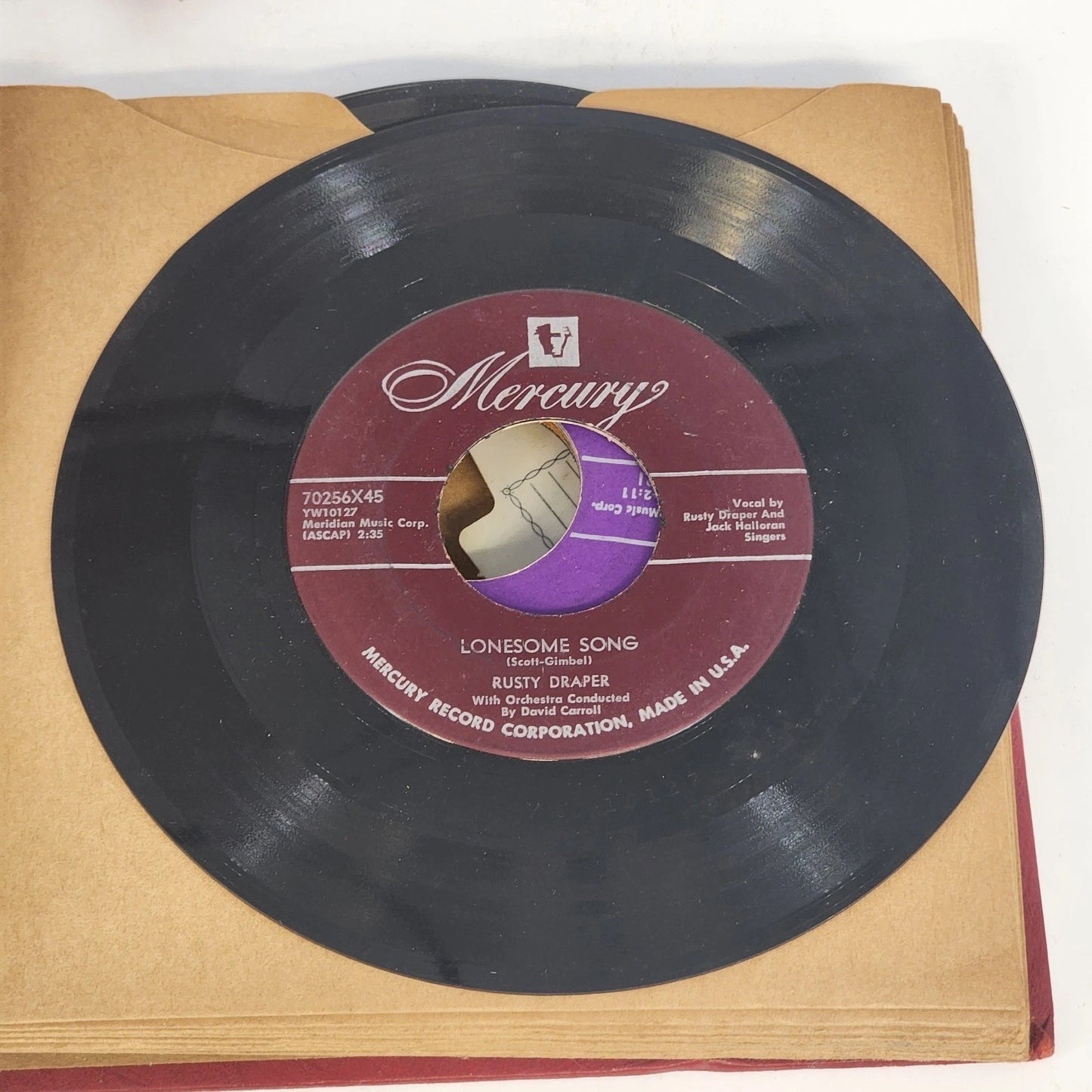14 pc 45RPM Vinyl Record Lot Various Capitol Mercury Coral 1950s Bound Album Vtg